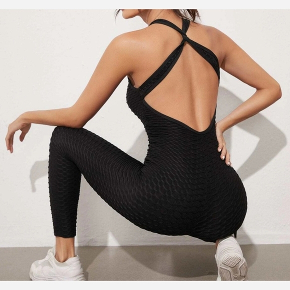 Size S/M Black Active Body Contour Jumpsuit - Picture 3 of 3